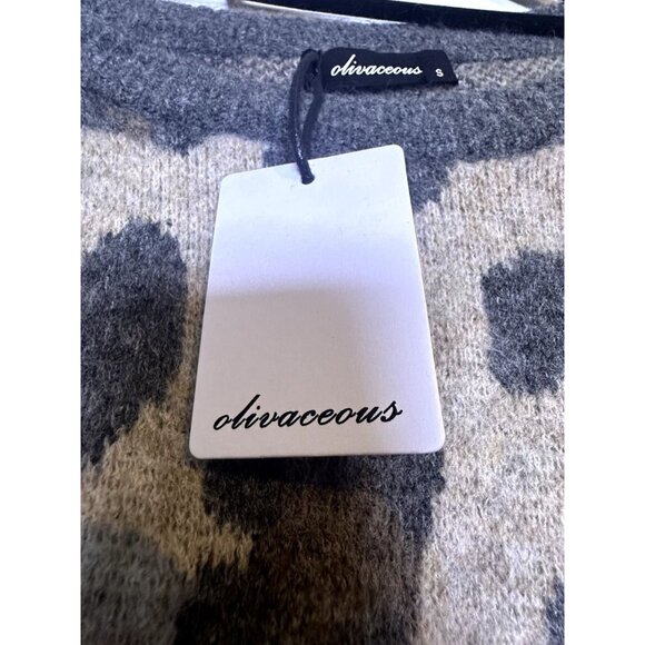 NWT Olivaceous Leopard Print Oversized Soft Cozy Sweater Size S Beige Brown Gray - Picture 6 of 16